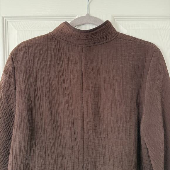 Eileen Fisher Women's Stand Collar Silk Blend Textured Jacket Size Medium - Picture 12 of 13